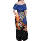 Personalised Tigers and Eels Rugby Off Shoulder Maxi Dress Aboriginal Art