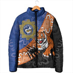 Personalised Tigers and Eels Rugby Padded Jacket Aboriginal Art