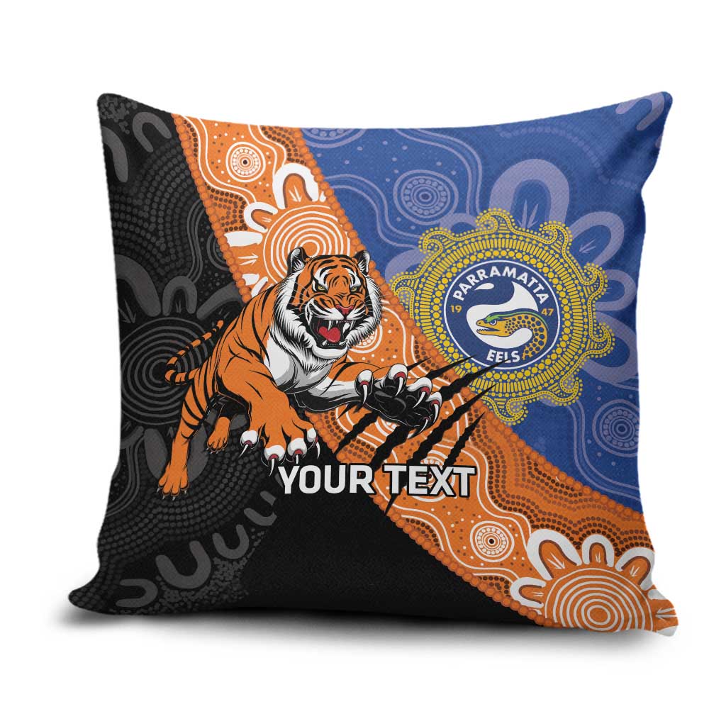 Personalised Tigers and Eels Rugby Pillow Cover Aboriginal Art