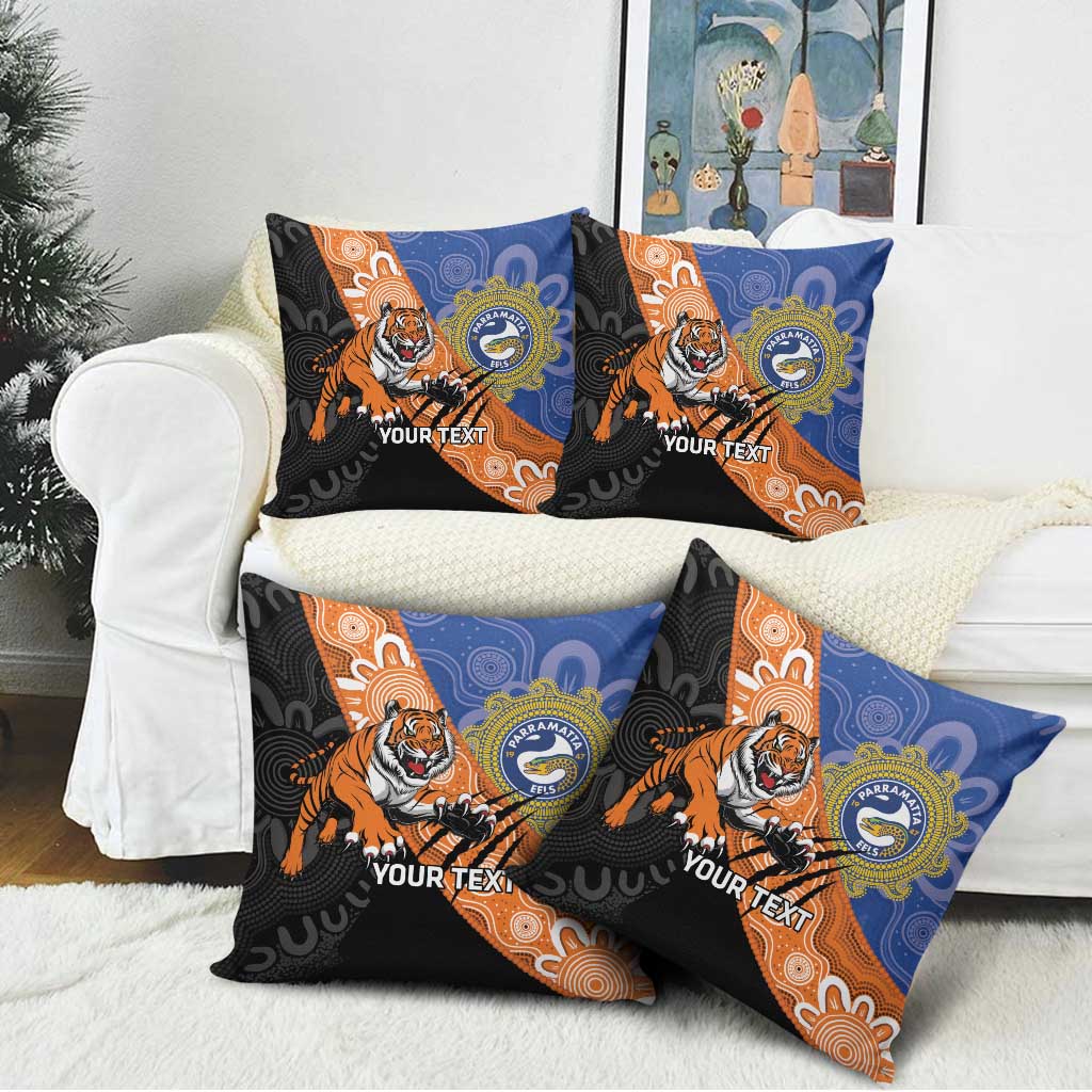Personalised Tigers and Eels Rugby Pillow Cover Aboriginal Art