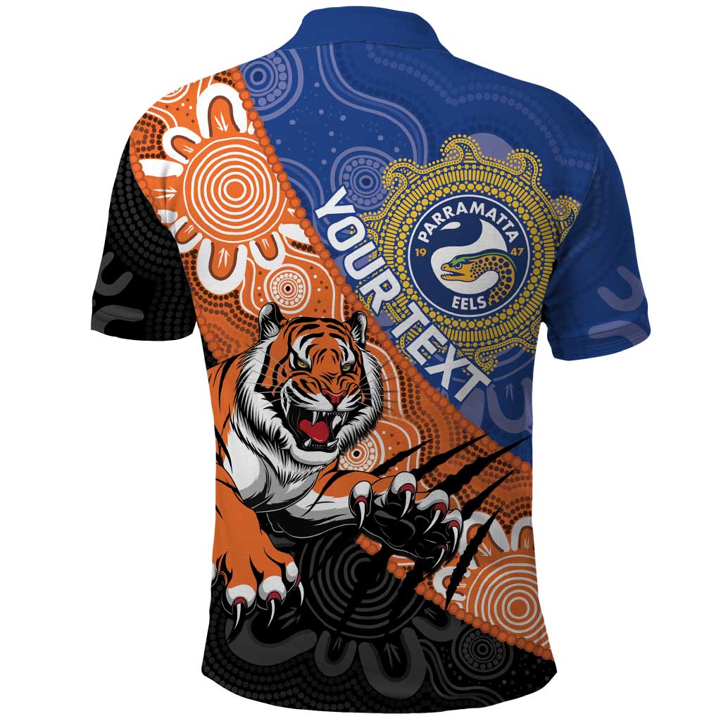 Personalised Tigers and Eels Rugby Polo Shirt Aboriginal Art