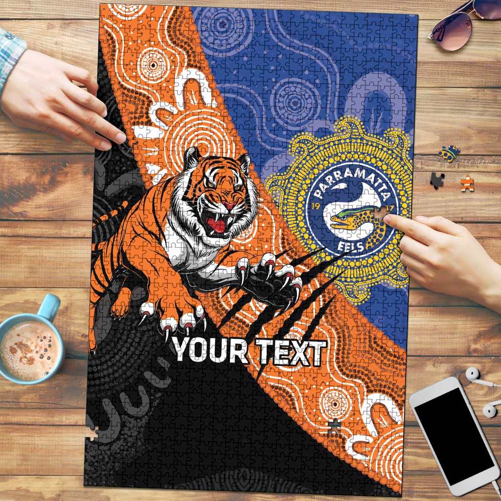 Personalised Tigers and Eels Rugby Puzzle Aboriginal Art
