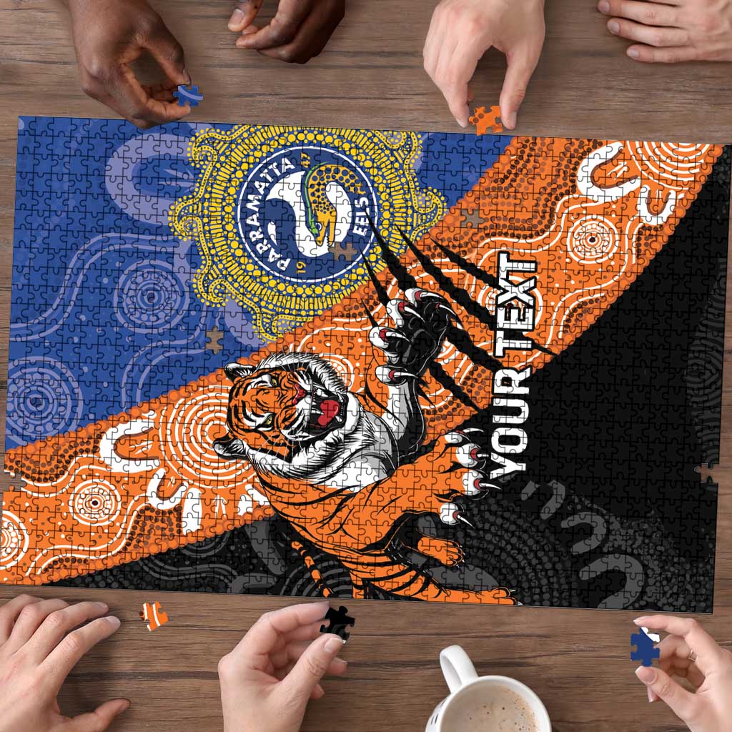 Personalised Tigers and Eels Rugby Puzzle Aboriginal Art