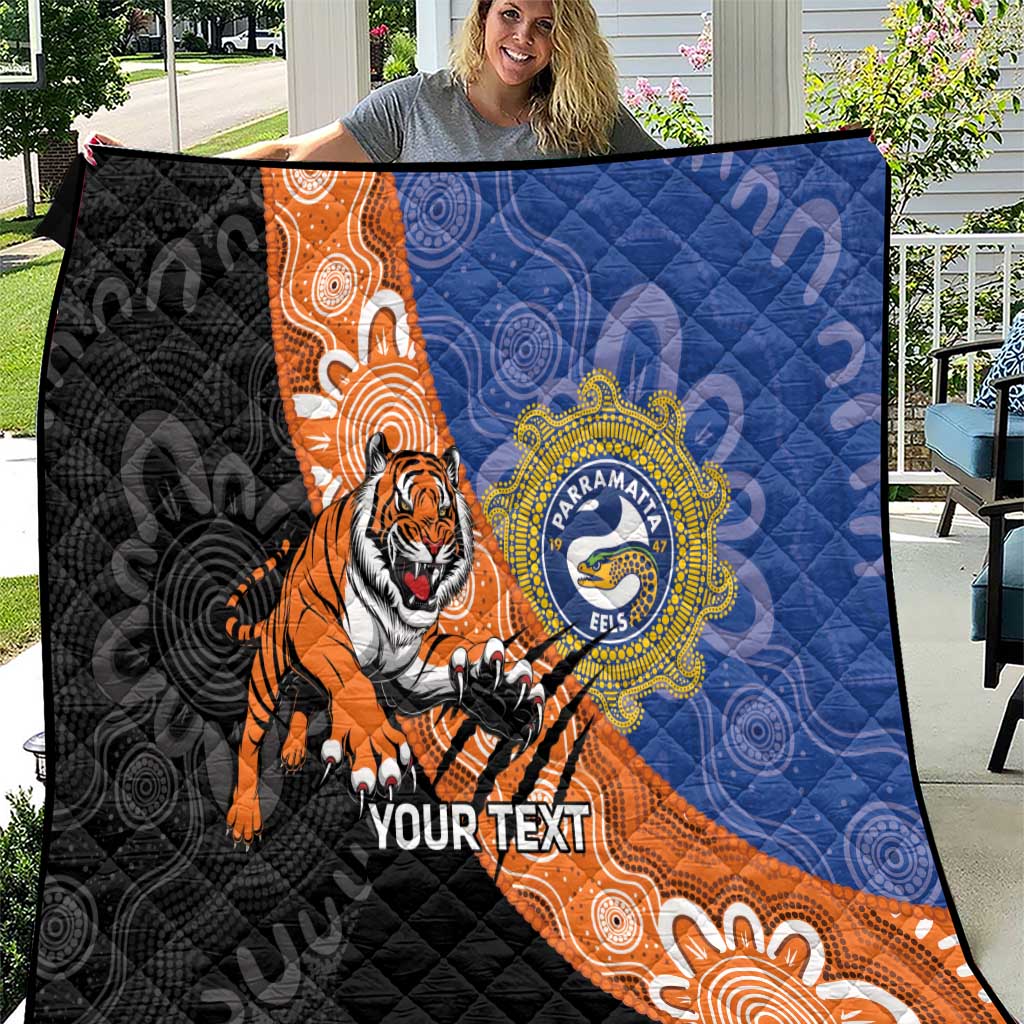 Personalised Tigers and Eels Rugby Quilt Aboriginal Art