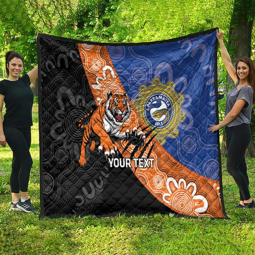 Personalised Tigers and Eels Rugby Quilt Aboriginal Art