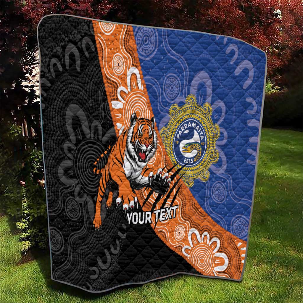Personalised Tigers and Eels Rugby Quilt Aboriginal Art