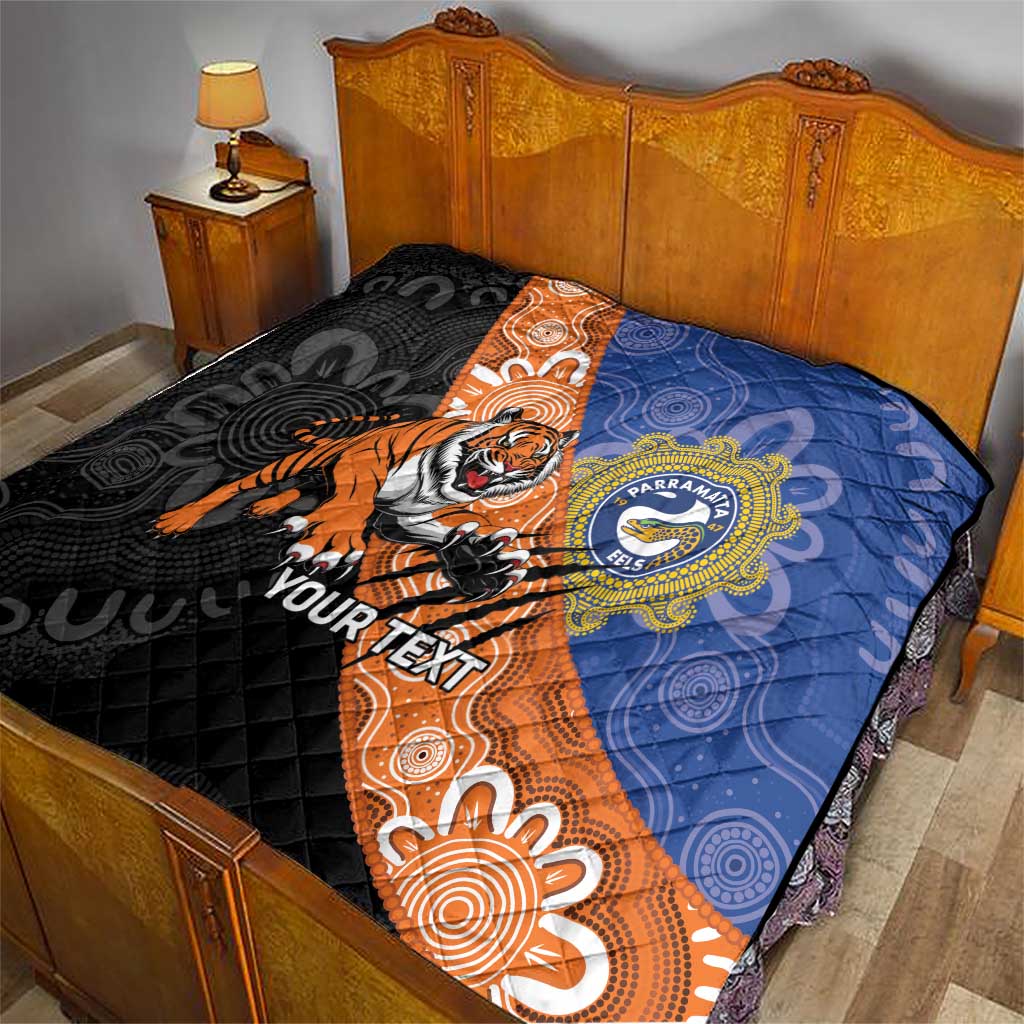 Personalised Tigers and Eels Rugby Quilt Aboriginal Art