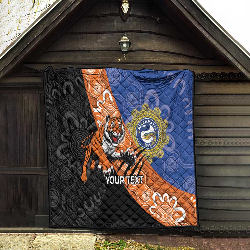 Personalised Tigers and Eels Rugby Quilt Aboriginal Art