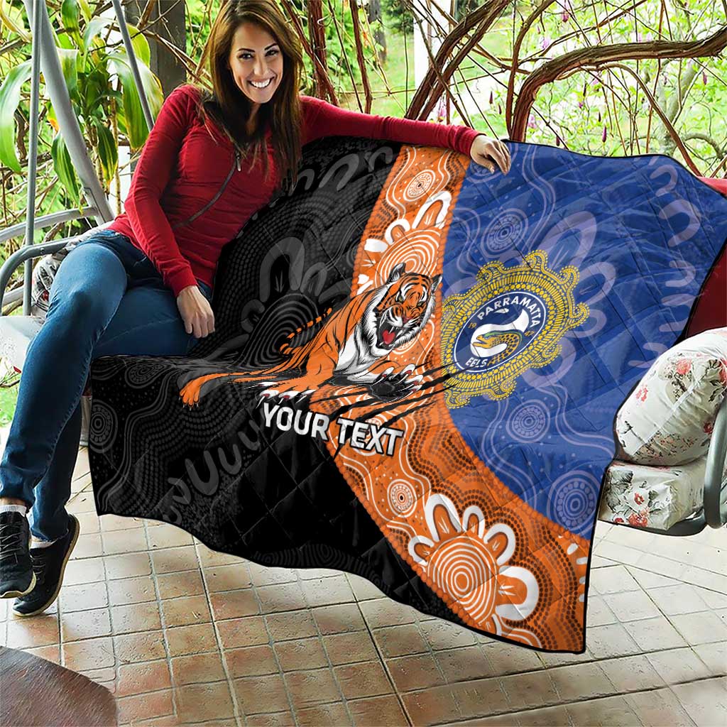 Personalised Tigers and Eels Rugby Quilt Aboriginal Art