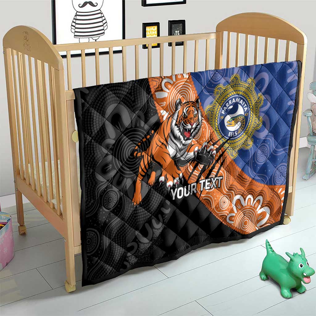 Personalised Tigers and Eels Rugby Quilt Aboriginal Art