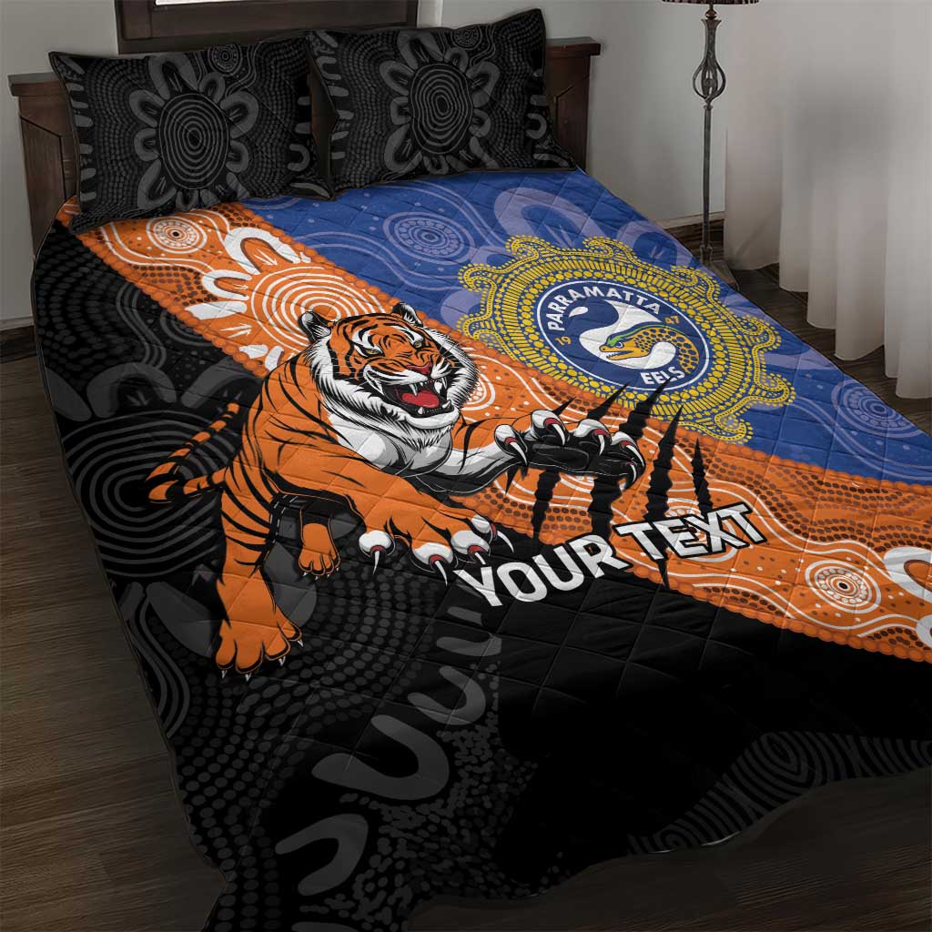 Personalised Tigers and Eels Rugby Quilt Bed Set Aboriginal Art