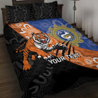 Personalised Tigers and Eels Rugby Quilt Bed Set Aboriginal Art