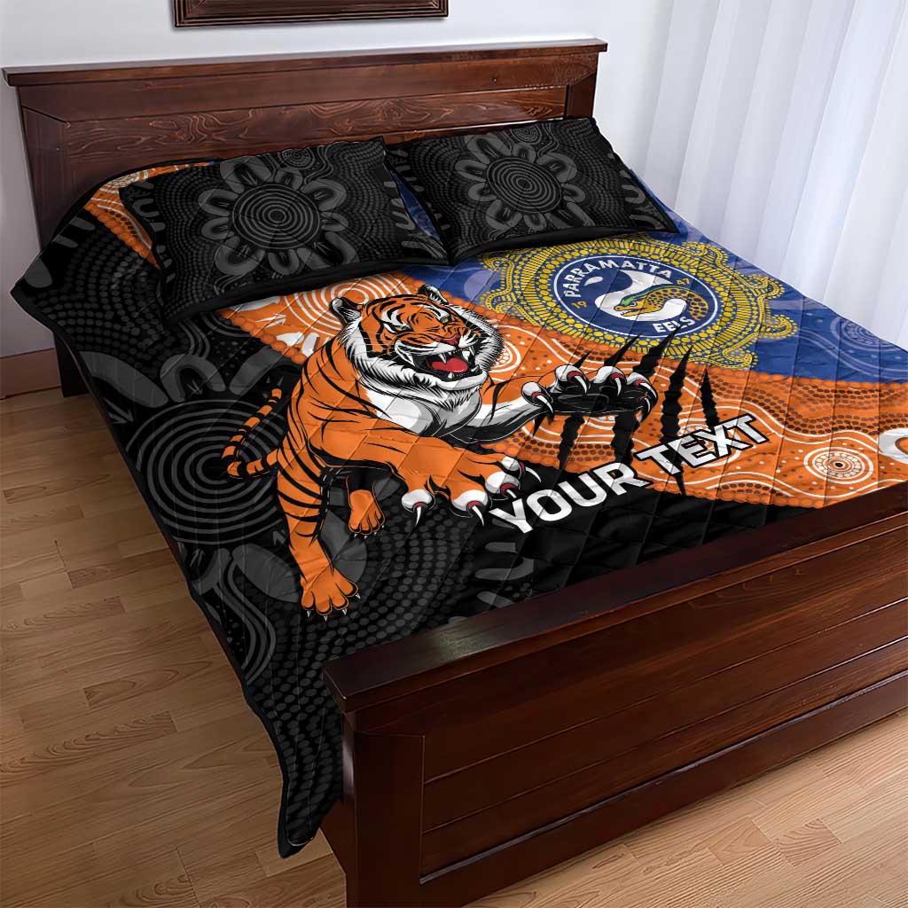 Personalised Tigers and Eels Rugby Quilt Bed Set Aboriginal Art