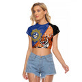 Personalised Tigers and Eels Rugby Raglan Cropped T Shirt Aboriginal Art