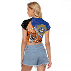 Personalised Tigers and Eels Rugby Raglan Cropped T Shirt Aboriginal Art