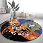 Personalised Tigers and Eels Rugby Round Carpet Aboriginal Art