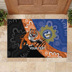 Personalised Tigers and Eels Rugby Rubber Doormat Aboriginal Art
