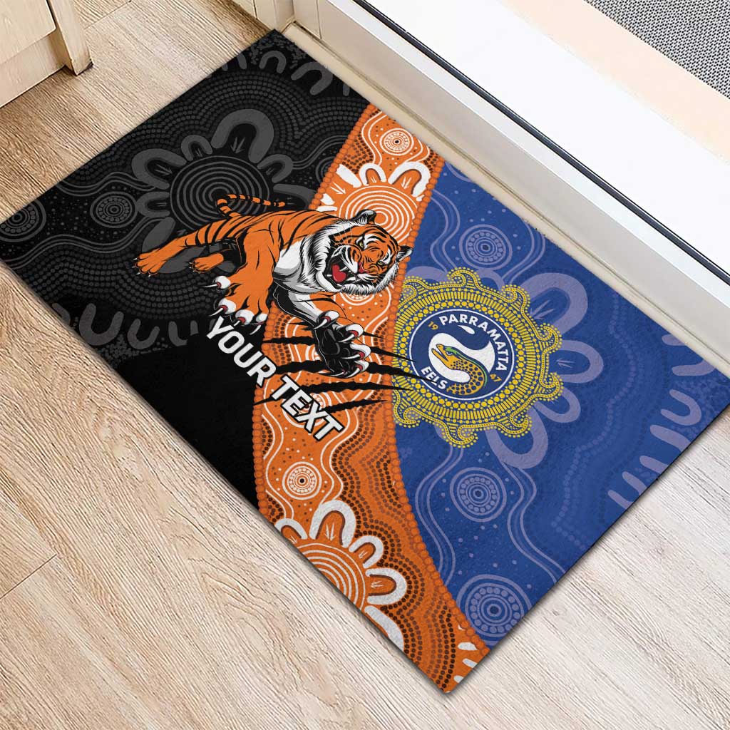 Personalised Tigers and Eels Rugby Rubber Doormat Aboriginal Art