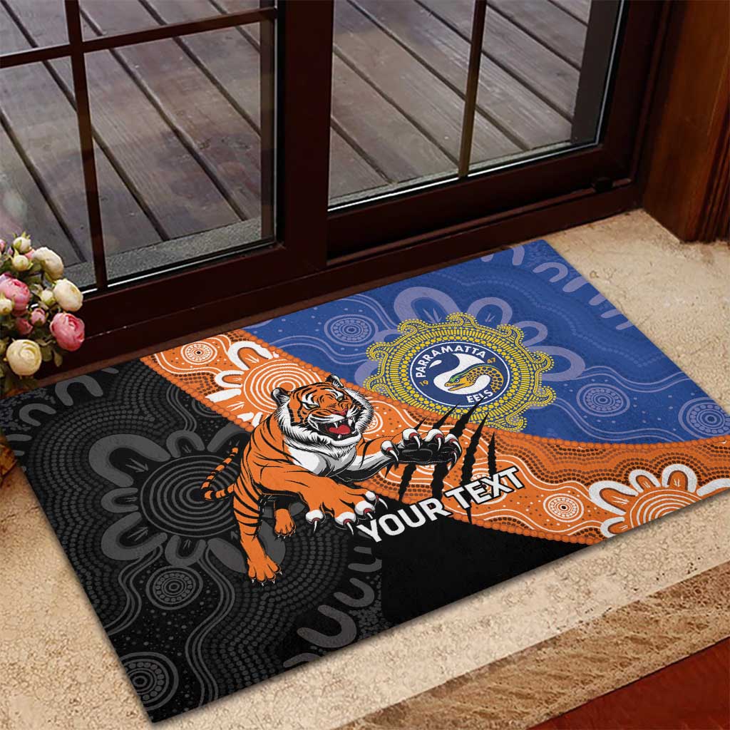 Personalised Tigers and Eels Rugby Rubber Doormat Aboriginal Art