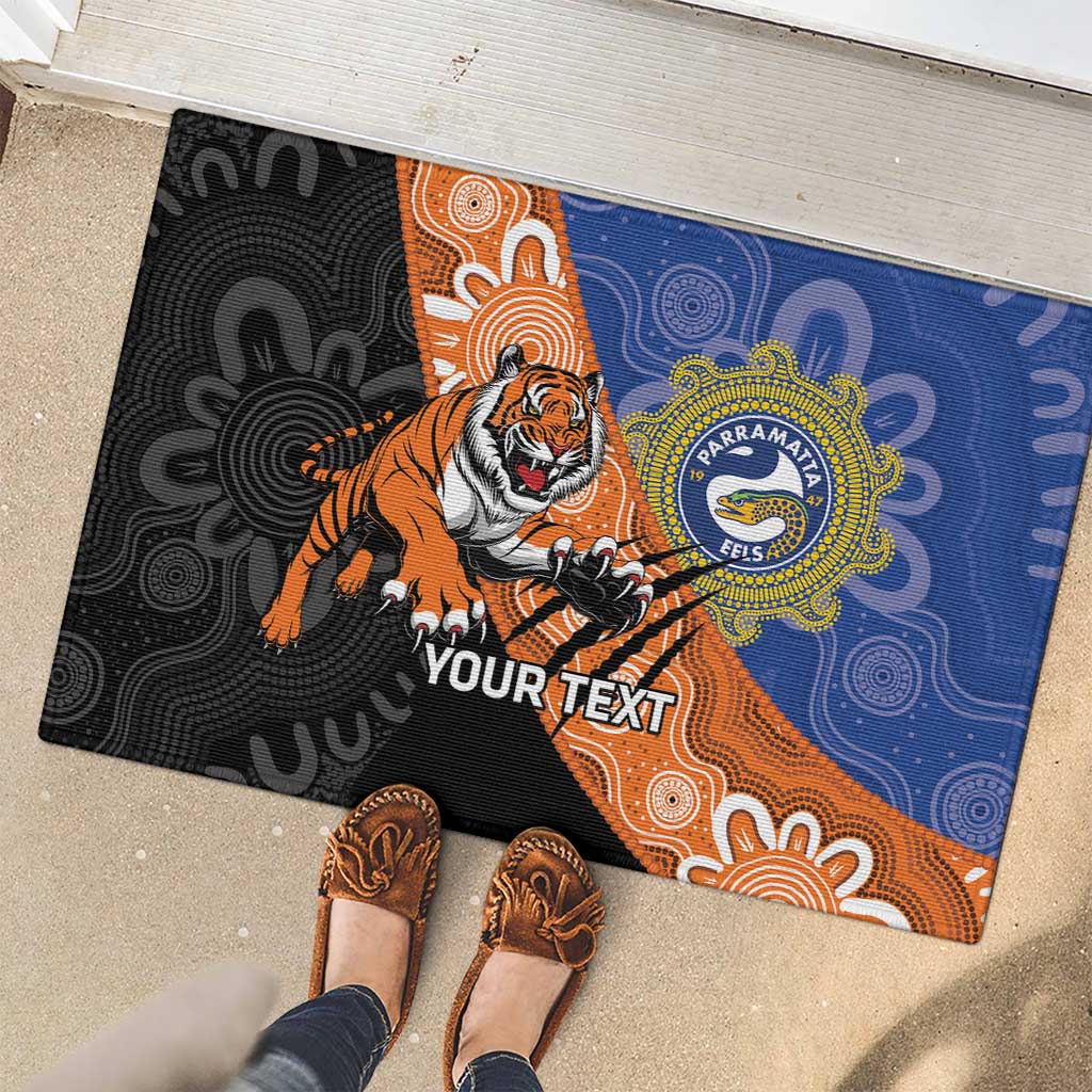Personalised Tigers and Eels Rugby Rubber Doormat Aboriginal Art