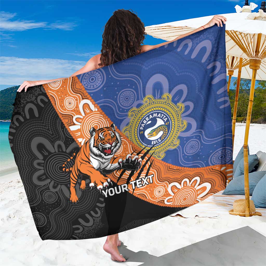 Personalised Tigers and Eels Rugby Sarong Aboriginal Art