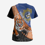 Personalised Tigers and Eels Rugby Scrub Top Aboriginal Art