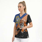 Personalised Tigers and Eels Rugby Scrub Top Aboriginal Art
