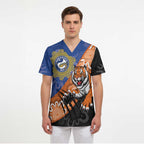 Personalised Tigers and Eels Rugby Scrub Top Aboriginal Art