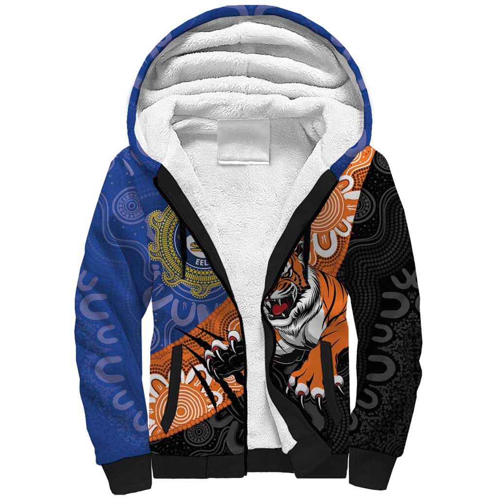 Personalised Tigers and Eels Rugby Sherpa Hoodie Aboriginal Art