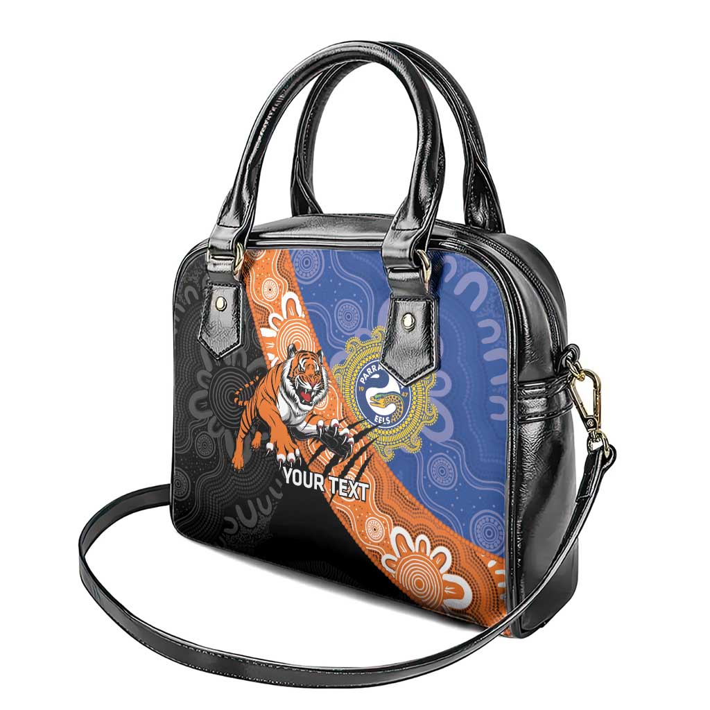 Personalised Tigers and Eels Rugby Shoulder Handbag Aboriginal Art