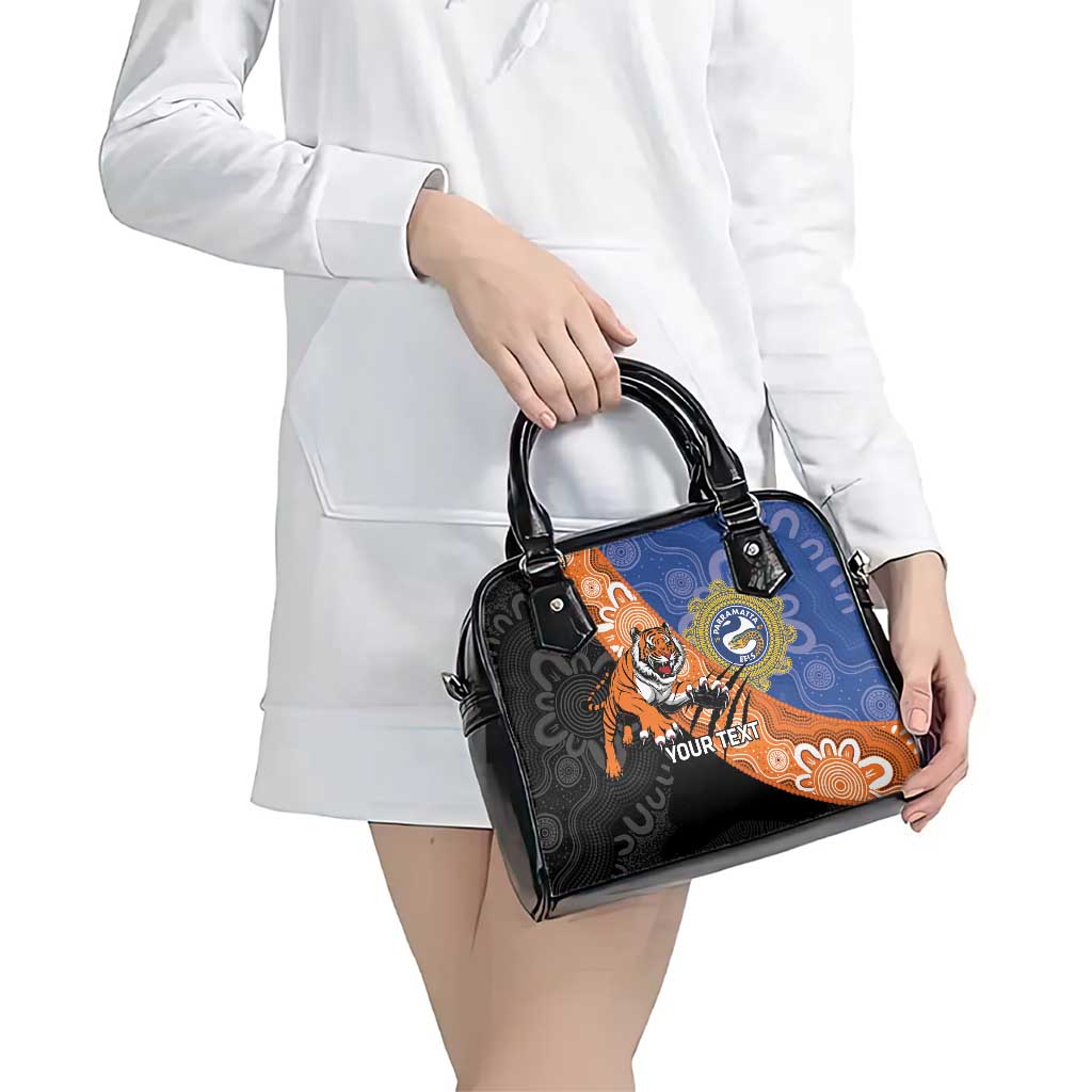 Personalised Tigers and Eels Rugby Shoulder Handbag Aboriginal Art
