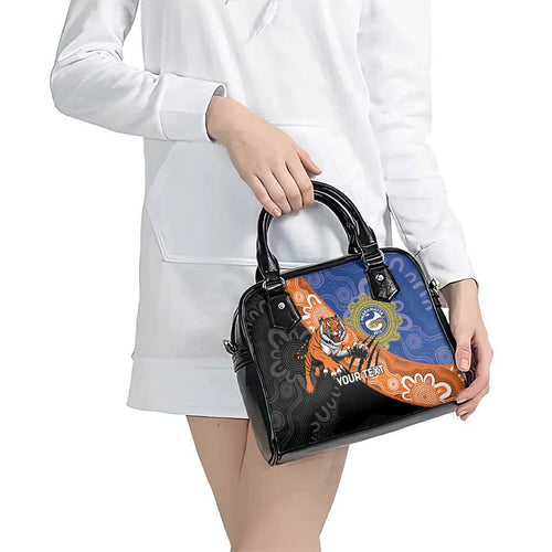Personalised Tigers and Eels Rugby Shoulder Handbag Aboriginal Art