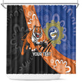 Personalised Tigers and Eels Rugby Shower Curtain Aboriginal Art