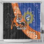 Personalised Tigers and Eels Rugby Shower Curtain Aboriginal Art