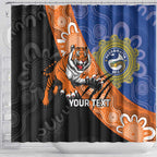 Personalised Tigers and Eels Rugby Shower Curtain Aboriginal Art