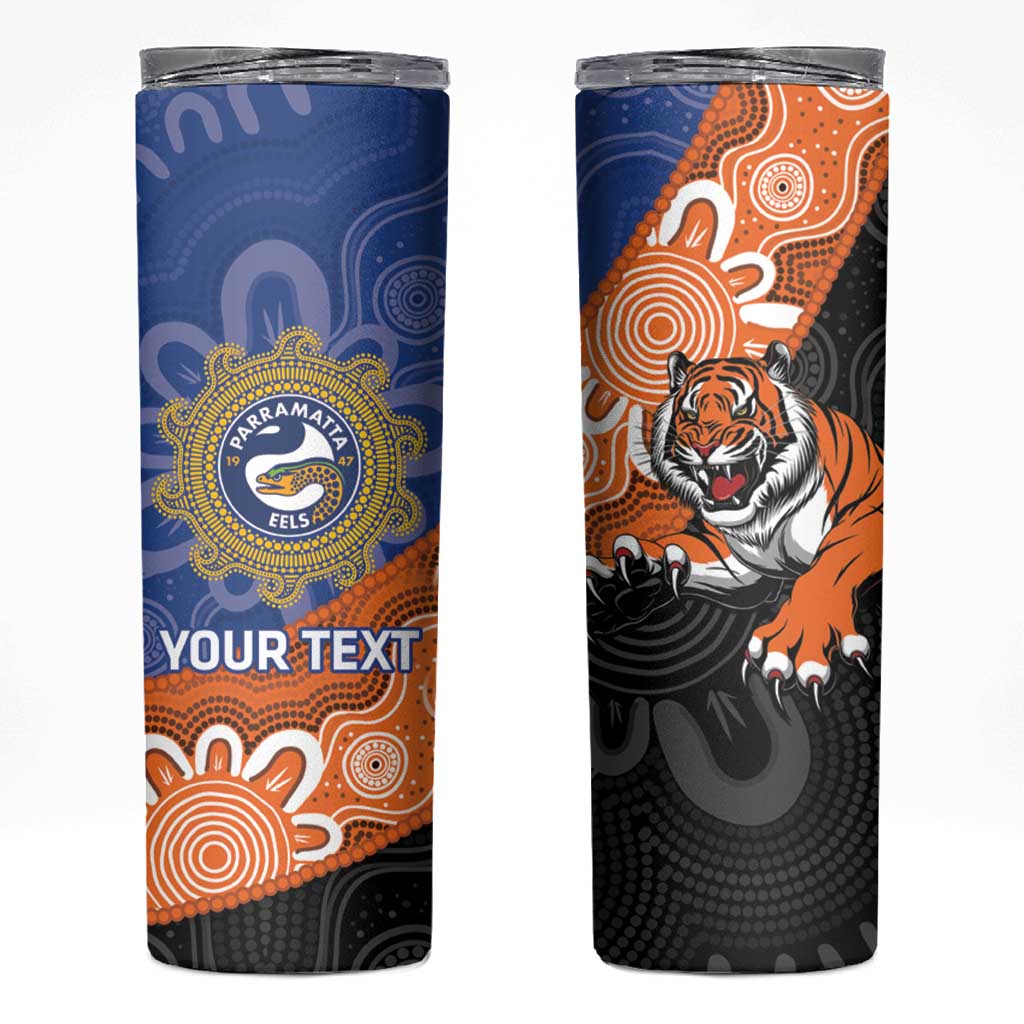 Personalised Tigers and Eels Rugby Skinny Tumbler Aboriginal Art