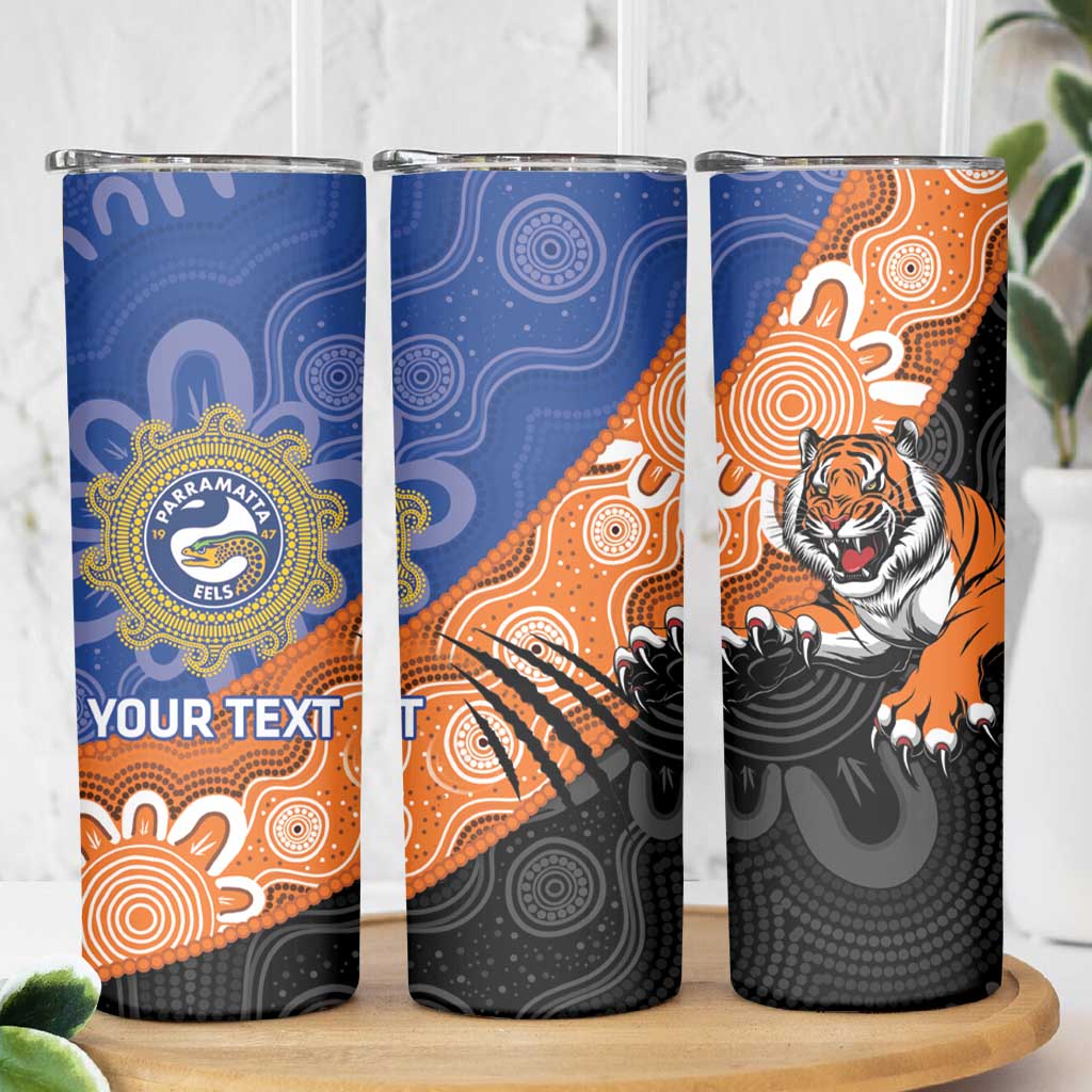 Personalised Tigers and Eels Rugby Skinny Tumbler Aboriginal Art