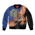 Personalised Tigers and Eels Rugby Sleeve Zip Bomber Jacket Aboriginal Art