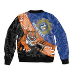 Personalised Tigers and Eels Rugby Sleeve Zip Bomber Jacket Aboriginal Art