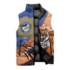 Personalised Tigers and Eels Rugby Sleeveless Puffer Jacket Aboriginal Art