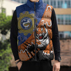 Personalised Tigers and Eels Rugby Sleeveless Puffer Jacket Aboriginal Art