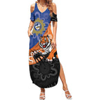 Personalised Tigers and Eels Rugby Summer Maxi Dress Aboriginal Art