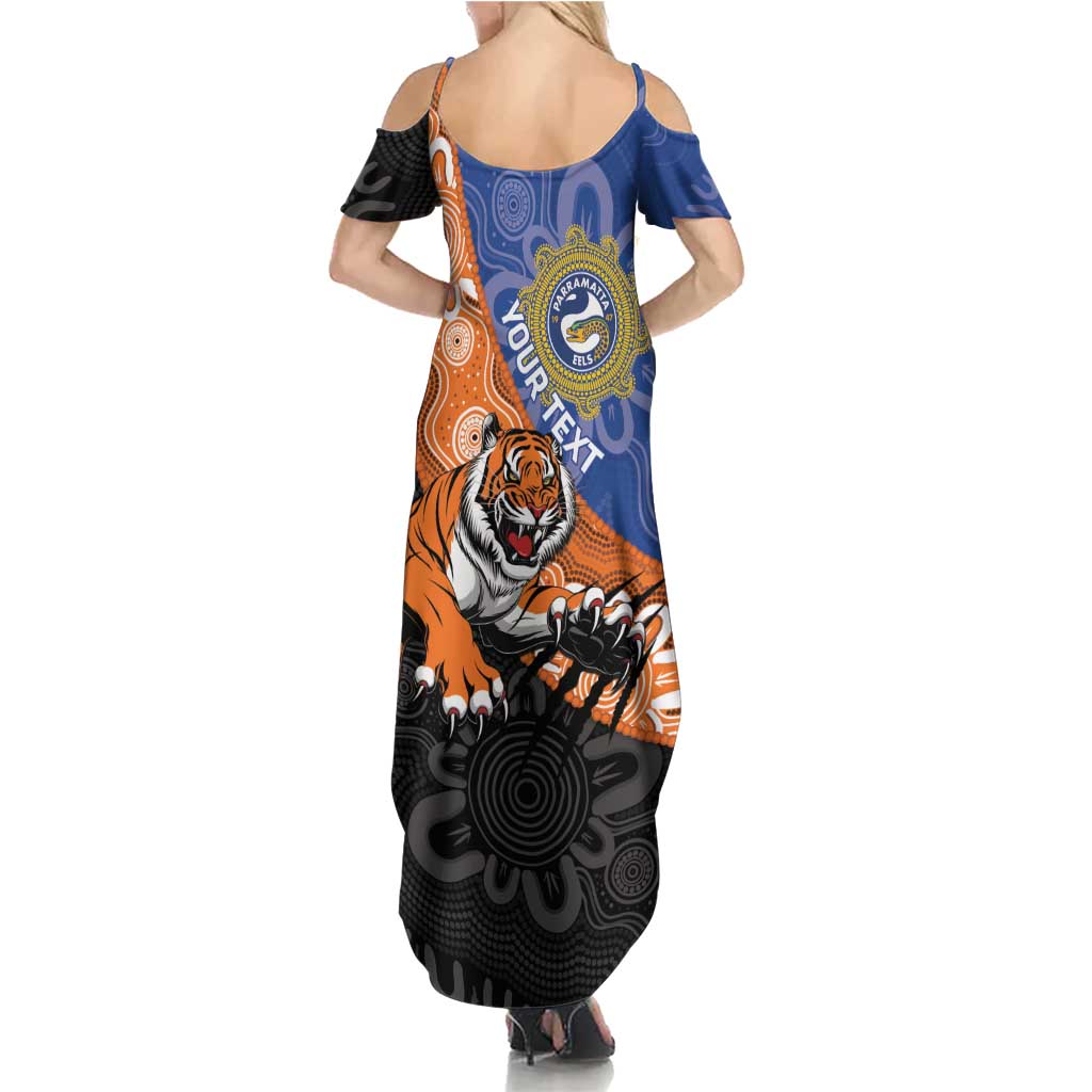 Personalised Tigers and Eels Rugby Summer Maxi Dress Aboriginal Art