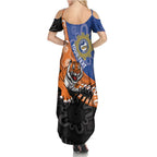 Personalised Tigers and Eels Rugby Summer Maxi Dress Aboriginal Art