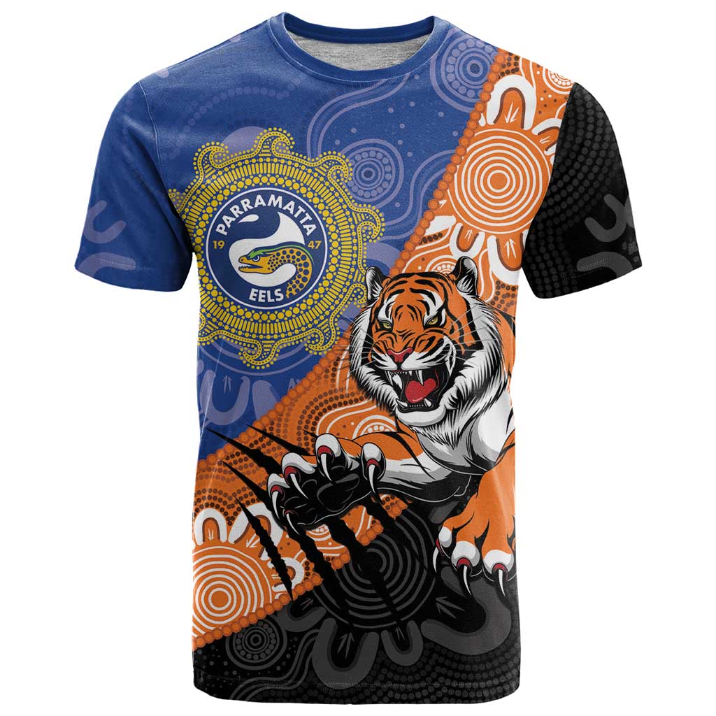 Personalised Tigers and Eels Rugby T Shirt Aboriginal Art