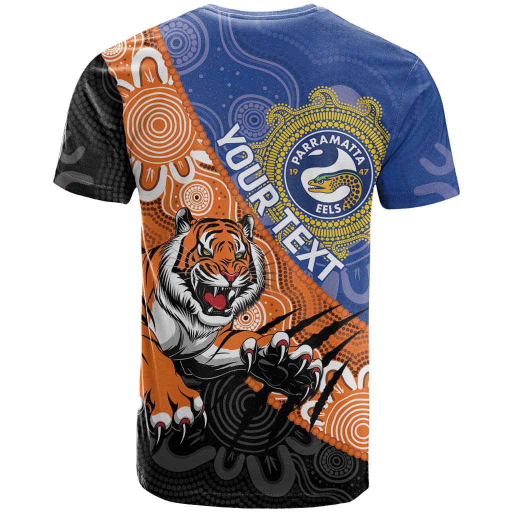 Personalised Tigers and Eels Rugby T Shirt Aboriginal Art