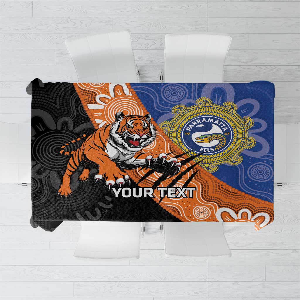 Personalised Tigers and Eels Rugby Tablecloth Aboriginal Art