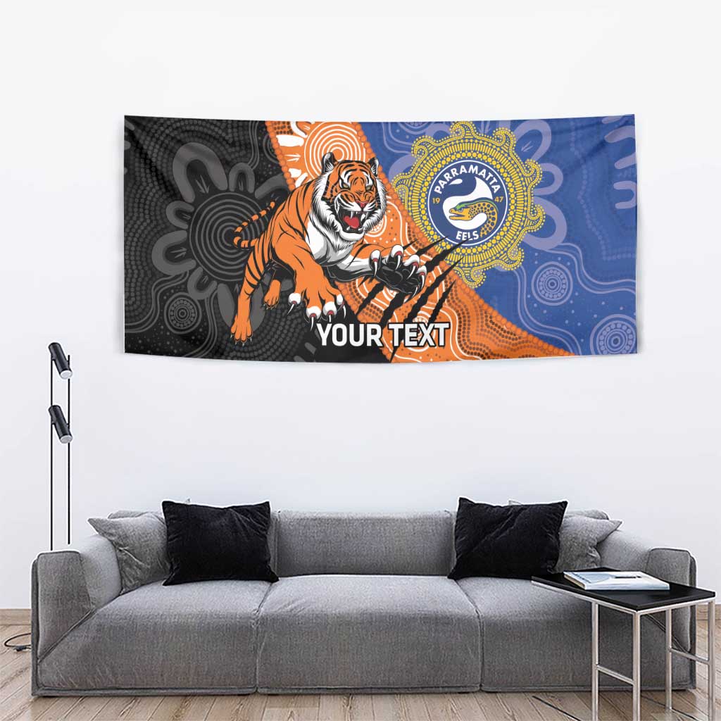 Personalised Tigers and Eels Rugby Tapestry Aboriginal Art