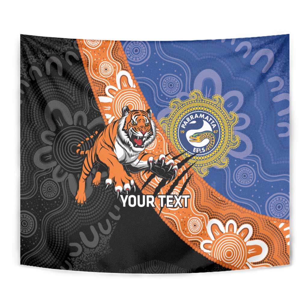 Personalised Tigers and Eels Rugby Tapestry Aboriginal Art