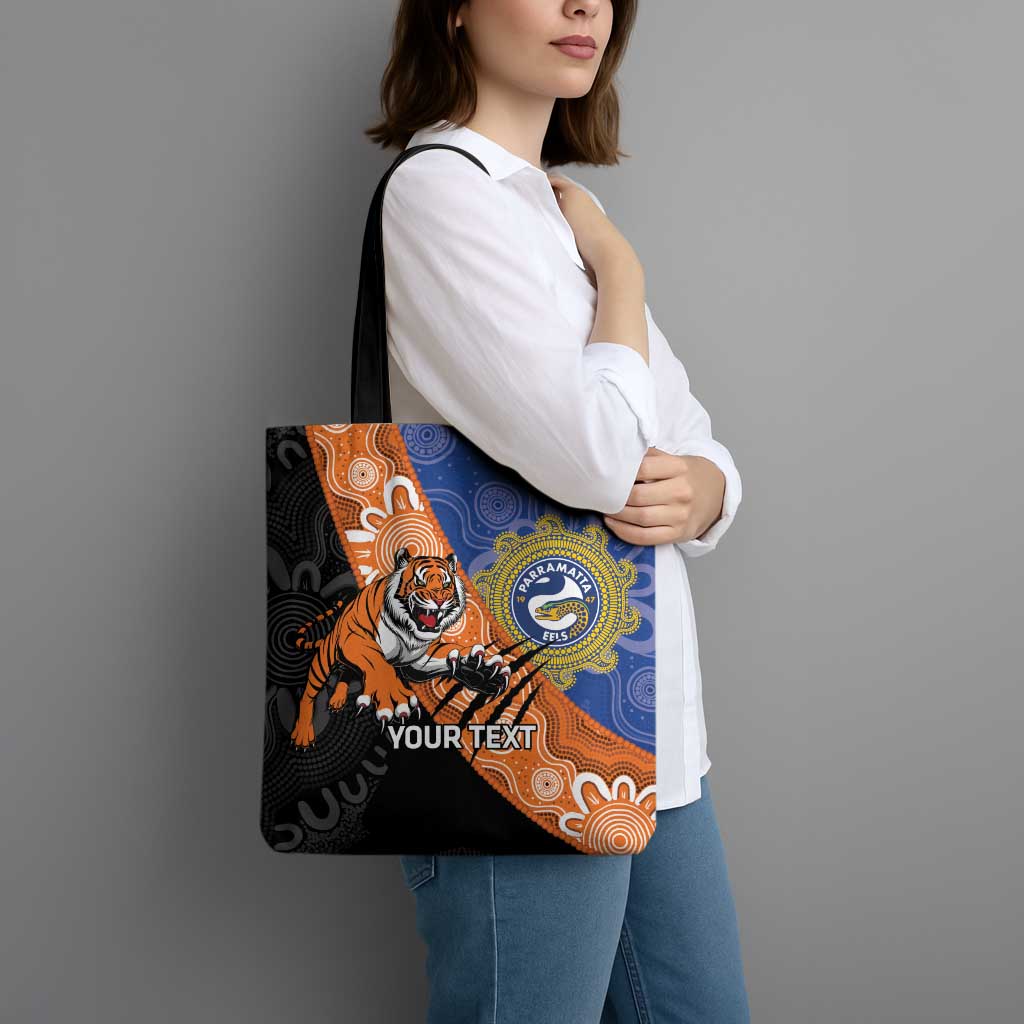 Personalised Tigers and Eels Rugby Tote Bag Aboriginal Art